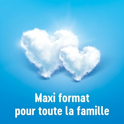 Two cloud hearts on a blue background with French text.